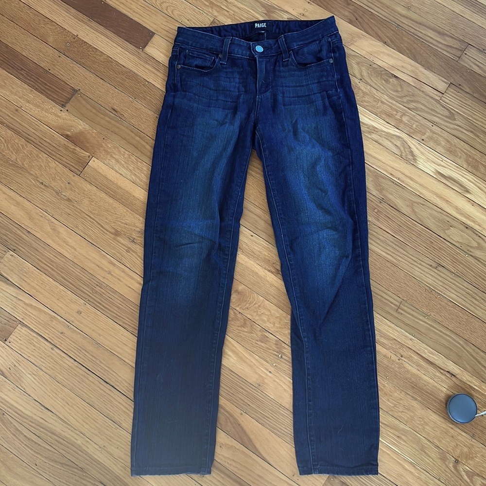 Paige Skyline Skinny Dark Blue Jeans | Size 26